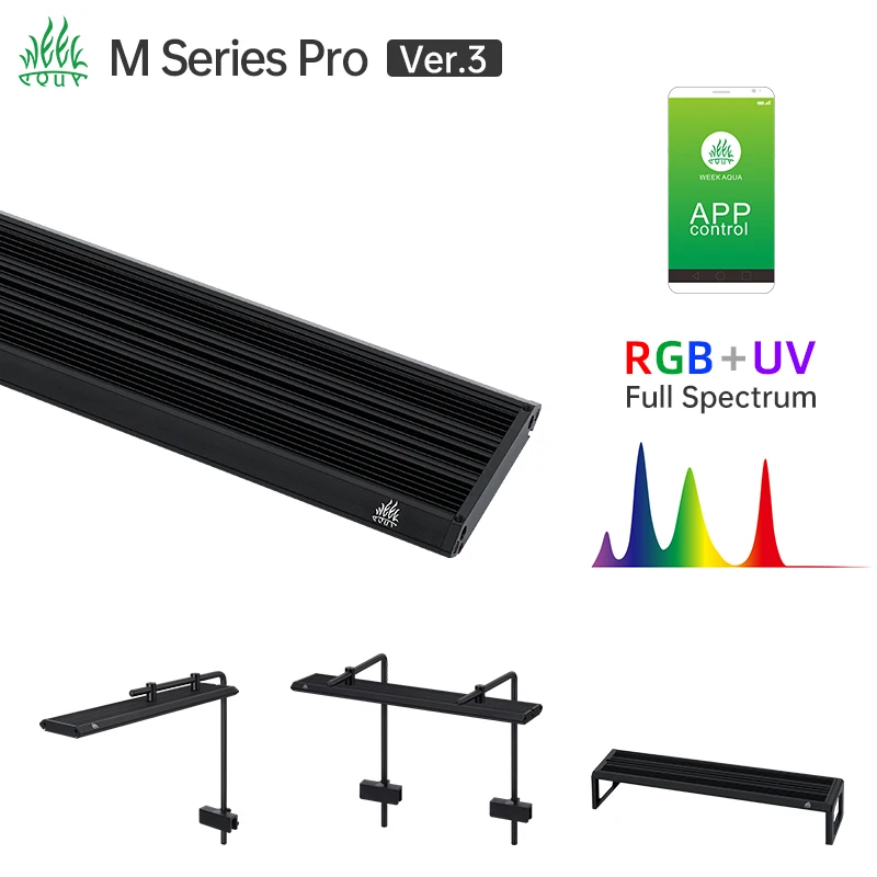 Week Aqua M Series RGB UV LED Aquarium Light Adjustable Bracket Lamp for Planted Tank