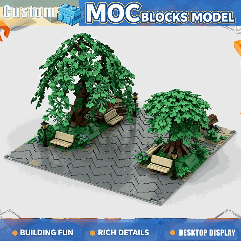 2820PCS MOC Willow Tree Park Building Blocks Botanical Landscape Architecture Model Creative DIY Assembly Decoration Collection