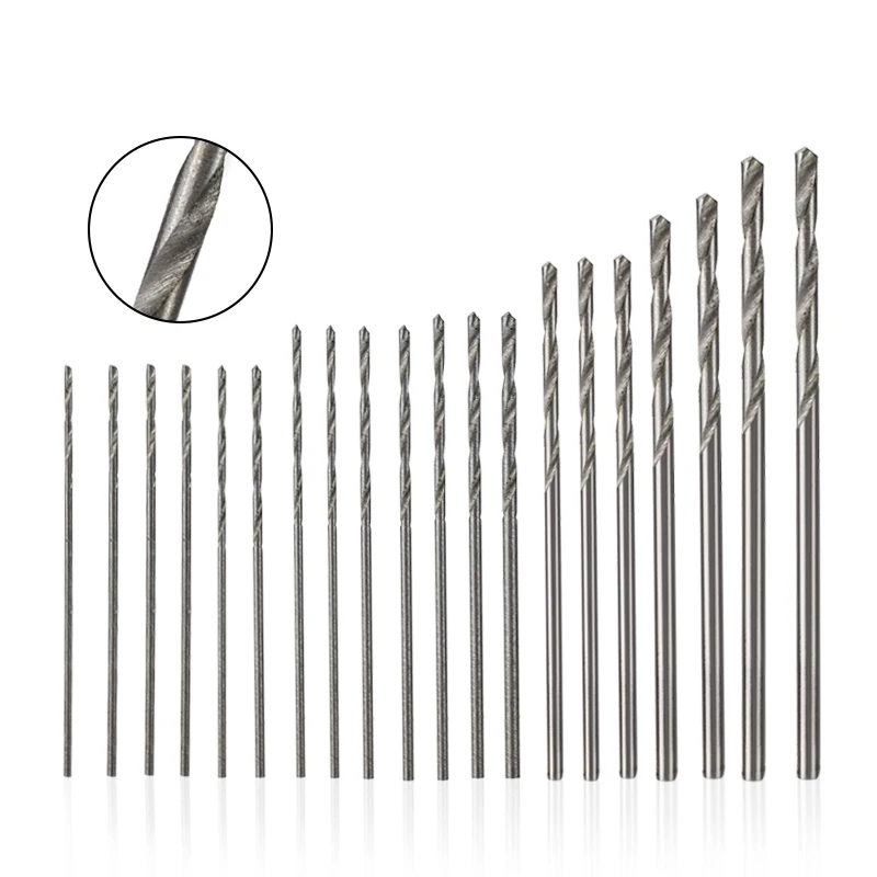 HAMPTON 20 Buah Set Bit Bor Twist 0.3Mm-1.6Mm Bor HSS Baja Kecepatan Tinggi Mini untuk Alat Bor Kayu Logam