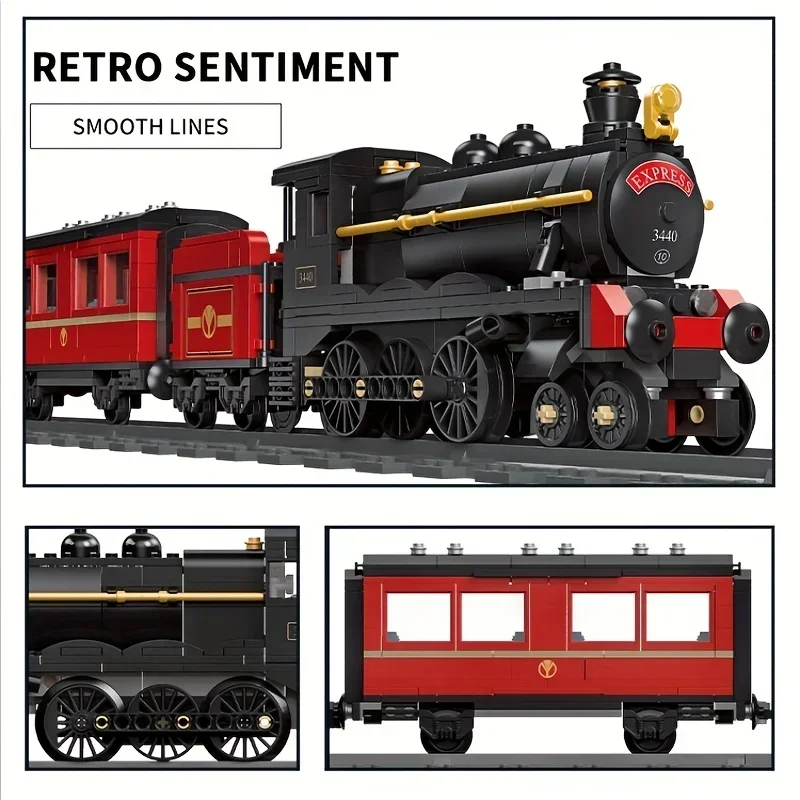 789PCS Treno A Vapore Città Treno Pesante Trasporto Binari Assemblare Modello Mattoni Giocattoli Decorazione Desktop Creativa Giocattoli Per Bambini Regali Di Compleanno