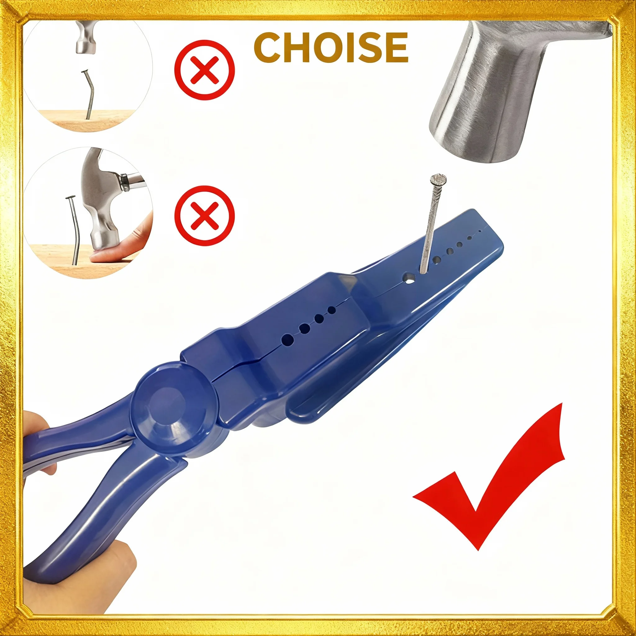 Hammer nail clip, finger safe for sliding joint pliers, hammer nail, trim nail pliers to ensure finger safety