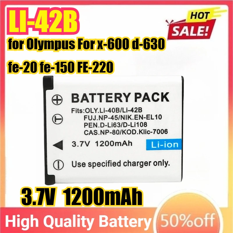 

New LI-42B LI42B 3.7V Camera Batteries for Olympus For x-600, d-630 fe-20 fe-150 FE-220 FE-240 FE-300 fe5500 For Nikon EN-EL10