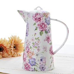 1200ML, real bone china water jug, porcelain water pitcher, carafe and glass set, ceramic tea pot, water jar for kitchen, coffee