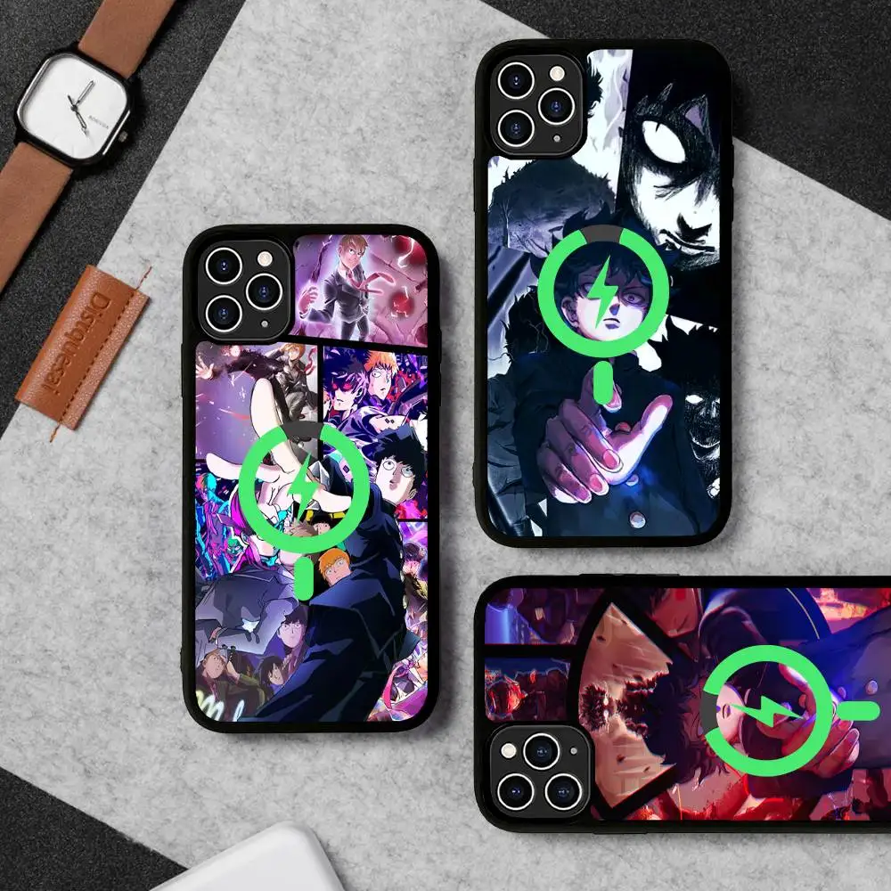

Amine Mobs Psycho 100 For Magsafe Magnetic Phone Case for iPhone 17 16 15 14 13 12 11 Plus Pro Max PC+TPU Cover