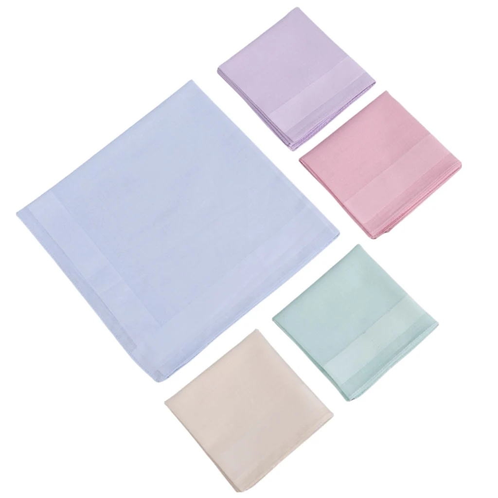 5 Pack of Pure Color Men's Pure Cotton Handkerchiefs, Cotton Yarn-Dyed Plain Handkerchiefs, Tie-Dyed Handkerchiefs, Flap Pocket Pants Scarves, Wedding Supplies
