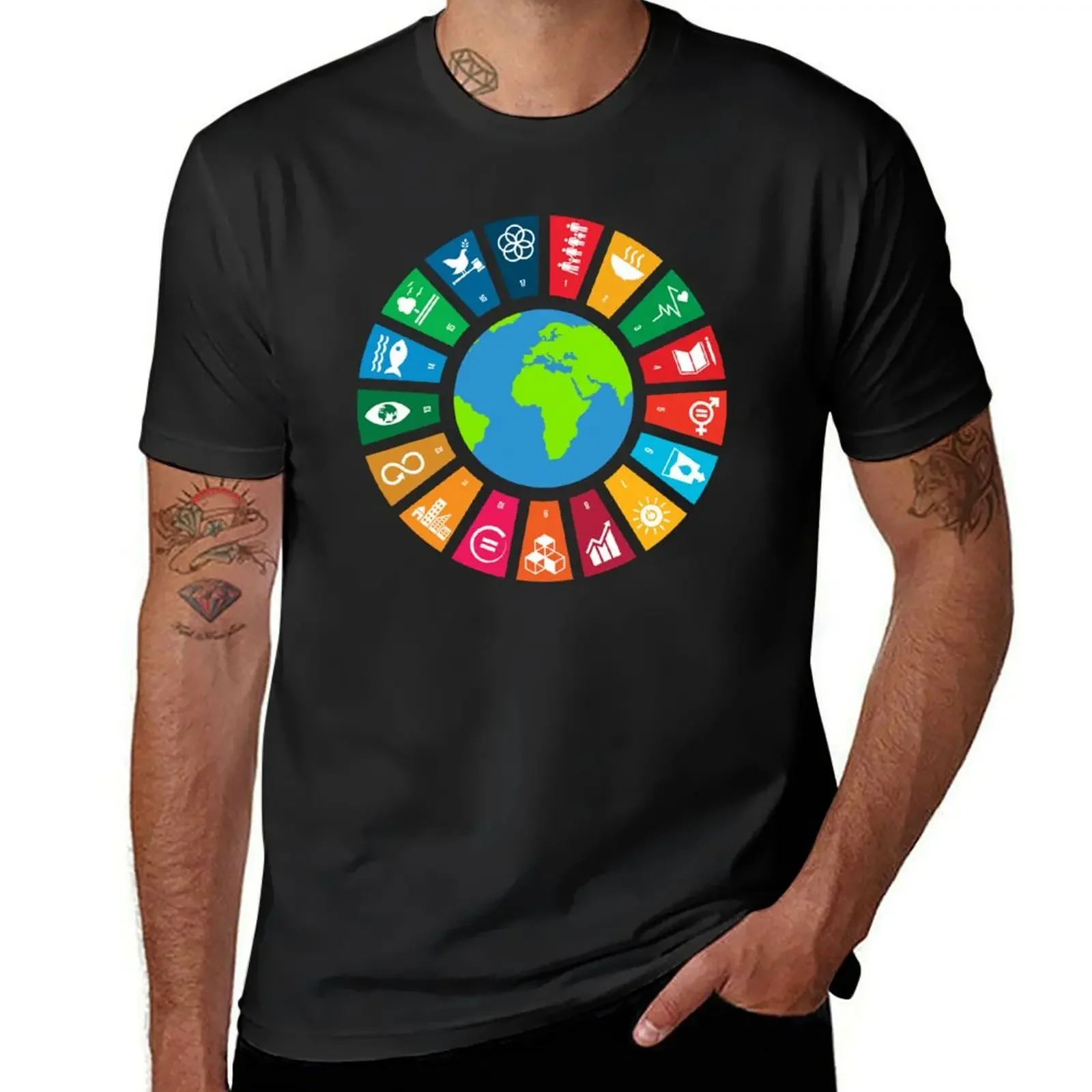 UN SDGs | UN Global Goals Logo | United Nations Sustainable Development Goals 2030 T-Shirt customs hippie clothes men t shirts