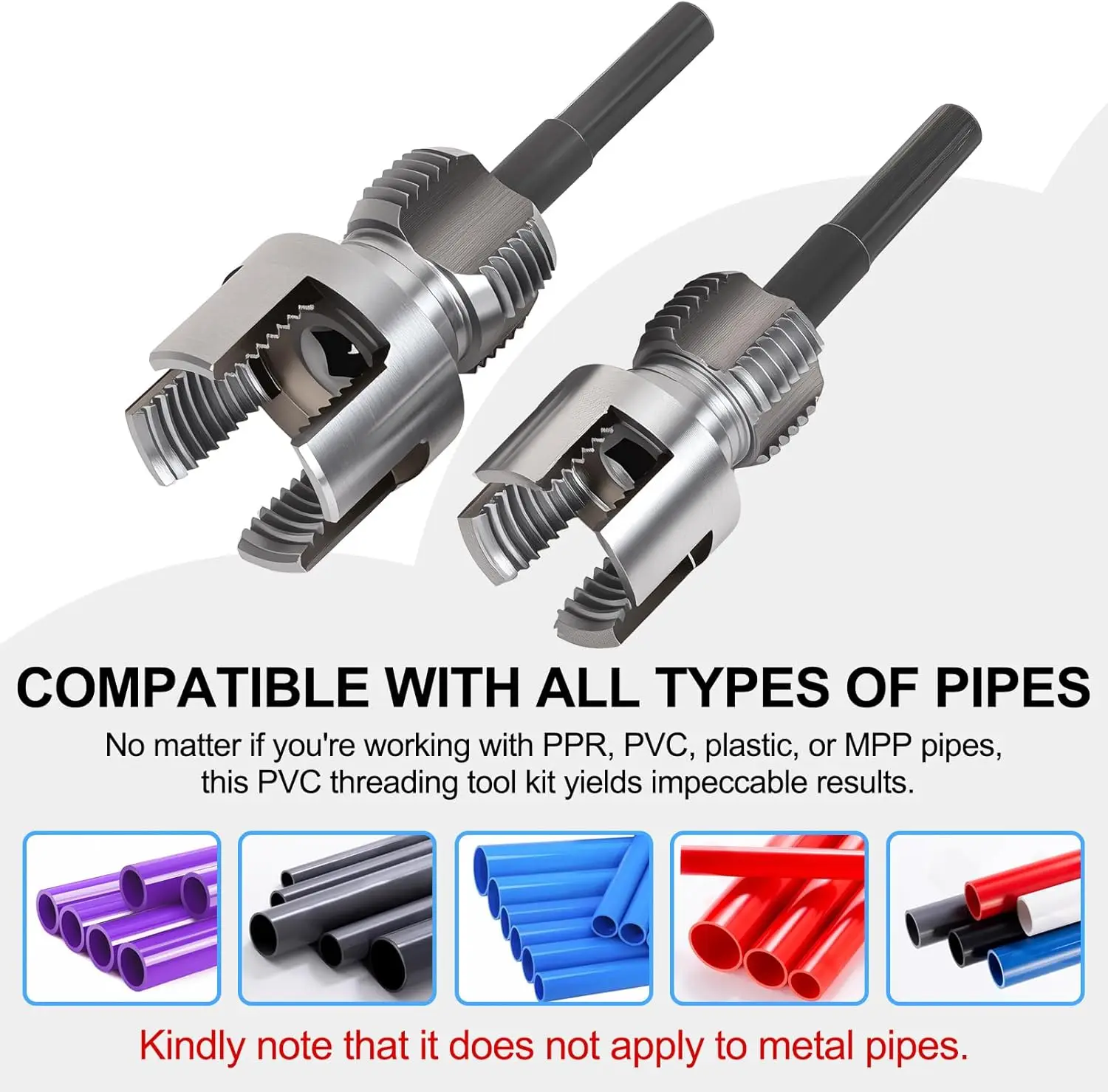 2PCS PVC Pipe Threader Kit - Dual-Function Internal & External Pipe Threading Tool for 1/2
