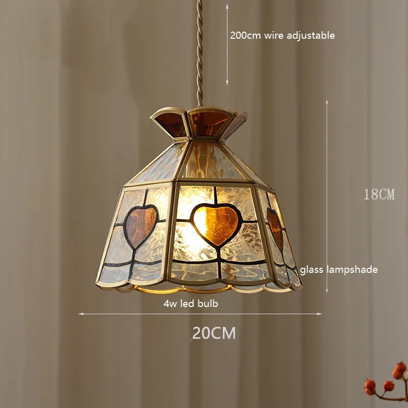 IWHD America Vintage Copper LED Hanging Lamp Glass Lampshade By Hand Cafe Restaurant Bedroom Nordic Modern Pendant Lights