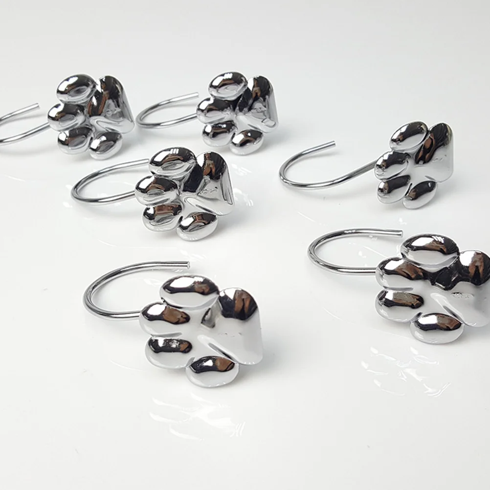 

12Pcs Chromeplate Metal Hooks Bear Claw Style Shower Curtain Hook for Living Room Bathroom Shower Curtain Hooks