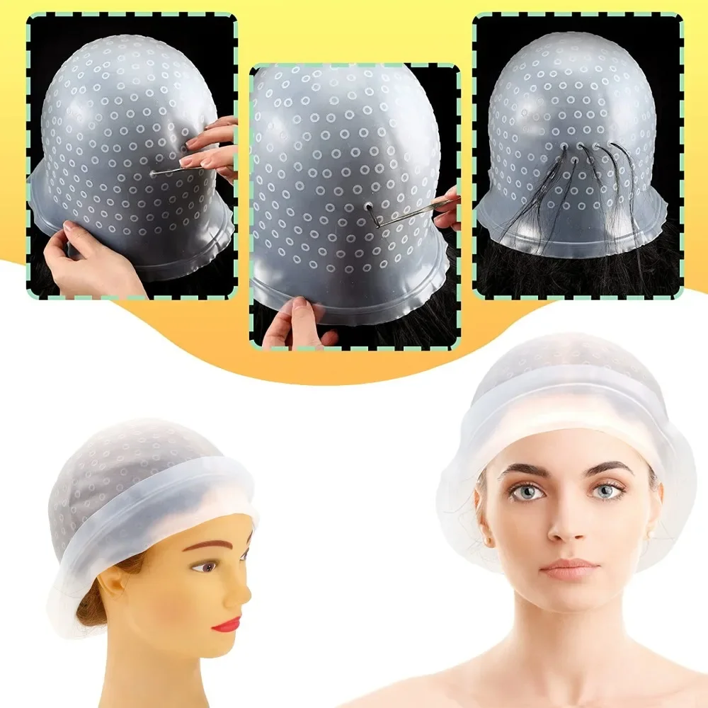 1 مجموعة تصفيف الشعر صبغ الشعر قبعات مع السنانير المعدنية قابلة لإعادة الاستخدام المهنية الحلاق مشعر وأشار الذيل تصفيف أمشاط اكسسوارات #4