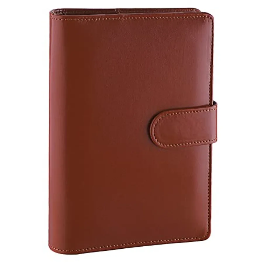 

A6 Binder 6 Ring Refillable Notebook Budget Planner for A6 Filler Paper, PU Leather Loose Leaf Personal Planner Wallet Money Or
