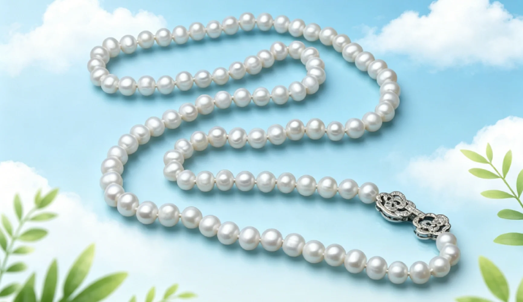 Gorgeous necklace AAA 9-10mm natural Nanyang pearl necklace 925s/length 45cm/90cm
