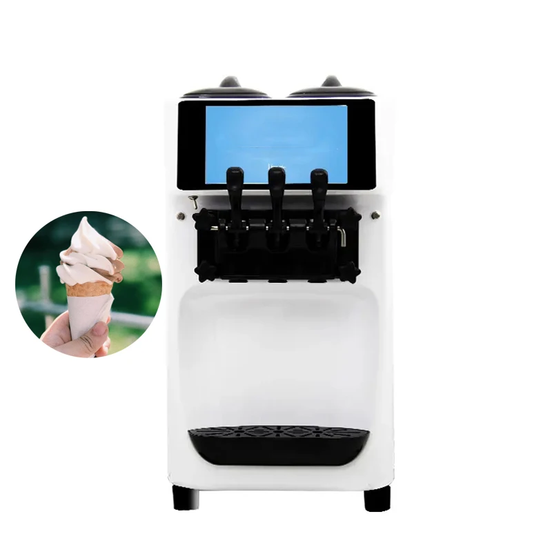 

Material Tank Mixing Soft Ice Cream Machine, Commercial One Click Thawing Frozen Yogurt Machine, Desktop Three Flavors