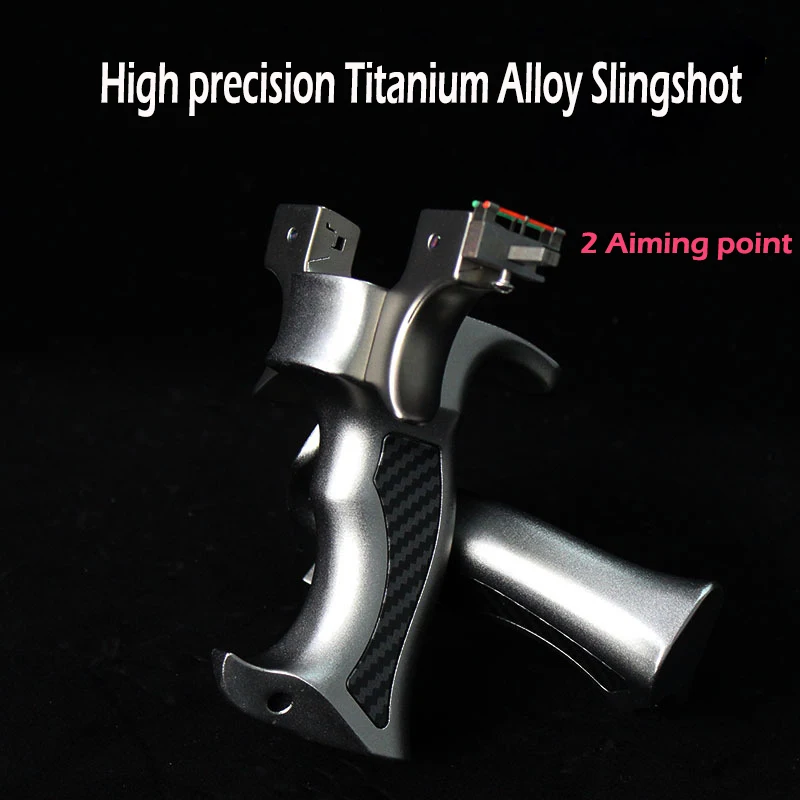 2022 TC21 Titanium Alloy Slingshot Aviation Aluminum Handle Flat Rubber Band Catapult Outdoor Shooting Toy