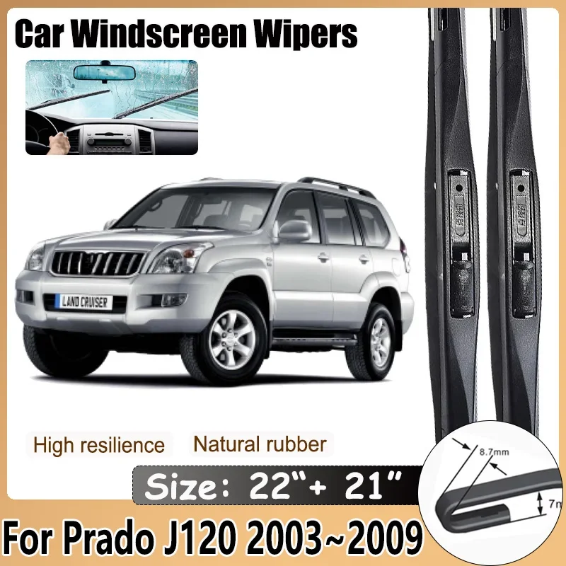 

Car Wiper Blade For Toyota Land Cruiser Prado J120 120 2003~2008 2009 Rubber Strip Wipes Cleaning Brushe Windshield Accessories