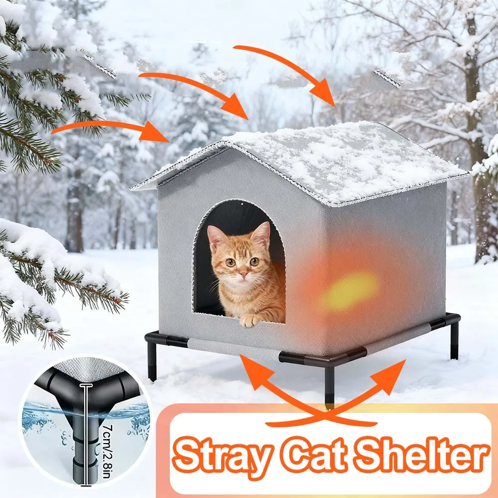 

Outdoor Stray Cat Pet House Puppy Warm Shelter with Waterproof Cover Cold-Resistant Material Large Space for Winter Cuccia Gatti