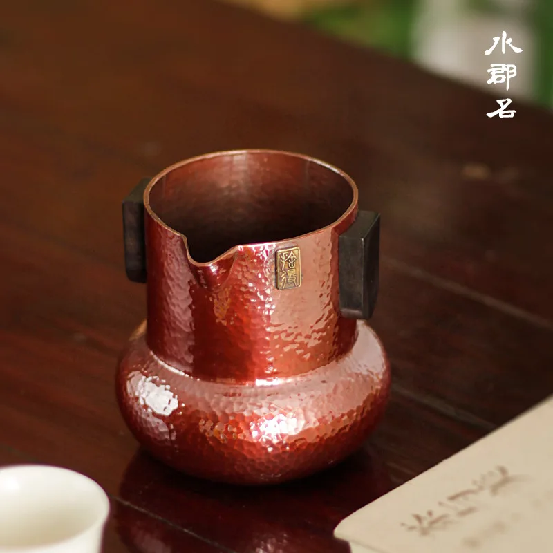 

Ручная деревянная ручка, ручная ярмарка чашки, фиолетовая медная ретро-разделитель для чая кунг-фу, аксессуары для чайной морской чайной церемонии ручной работы