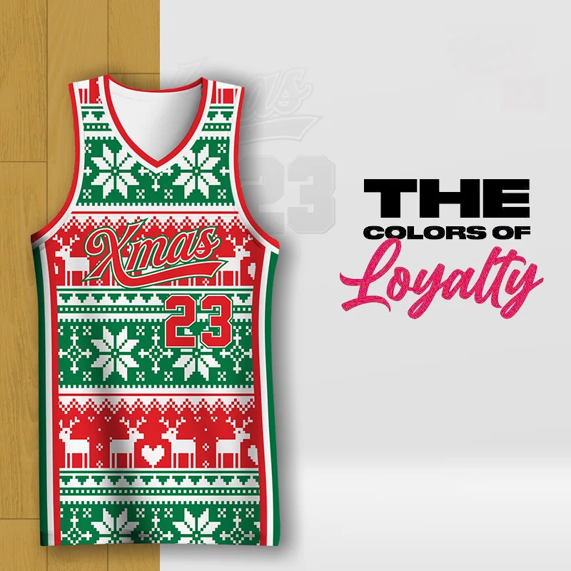 BASKETMAN Christmas Basketball Jerseys For Men Customizable Full Sublimation Name Number Logo Printed Tops Training Clothes Gift