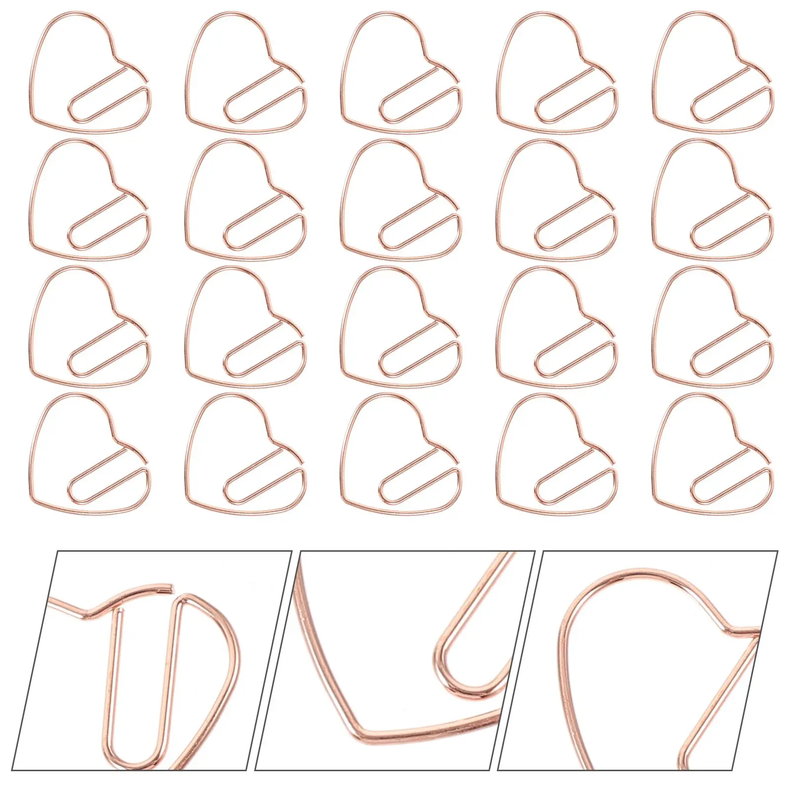 50 Pcs Document Clips File Crafts Decorative Paper for Metal Heart Shaped Paperclips