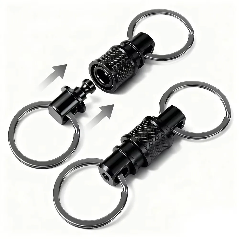 New Double Headed Quick Release Keychain 360° Rotation Aluminum Alloy Detachable Keychain Compact Mini Keys Fob EDC Tool
