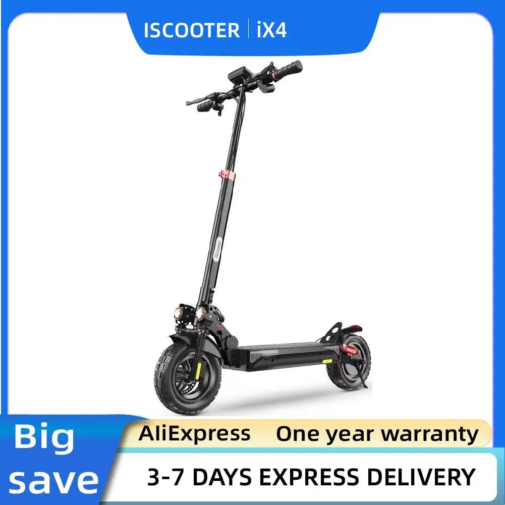 Trottinette électrique iScooter iX4, moteur 800W, 48V 15Ah, autonomie 40-45 km, vitesse 45 km/h, frein à disque double, pliable, tout-terrain, avec application.