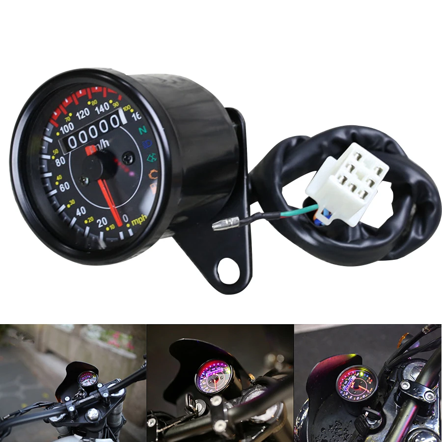 Universal Motorcycle Odometer Speedometer KM/H MPH EFI oil Pump Fuel Level With indicator light Stainless Steel