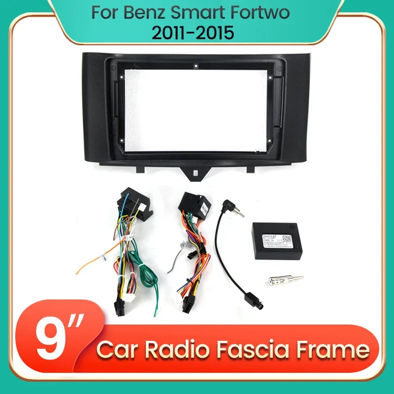 

9" Automotive Framework Panel for Mercedes Benz Smart Fortwo 2010-2015 Panel Dash Player Cable Canbus Adapter Dash Fascia Kit