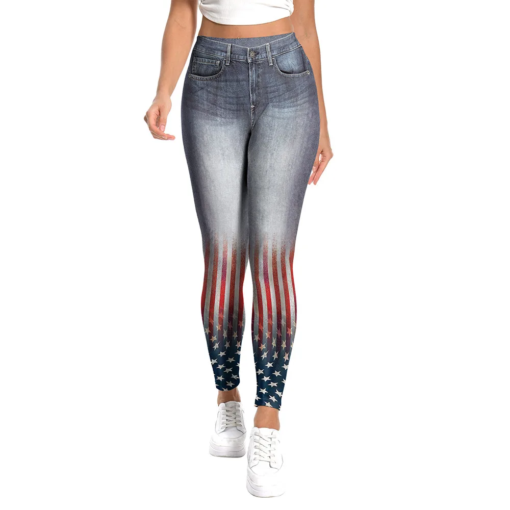 Damesleggings Onafhankelijkheidsdag Sterren Strepen Bedrukte broek 4 juli Sexy panty's Hoge taille broek Broeken Workout-leggings