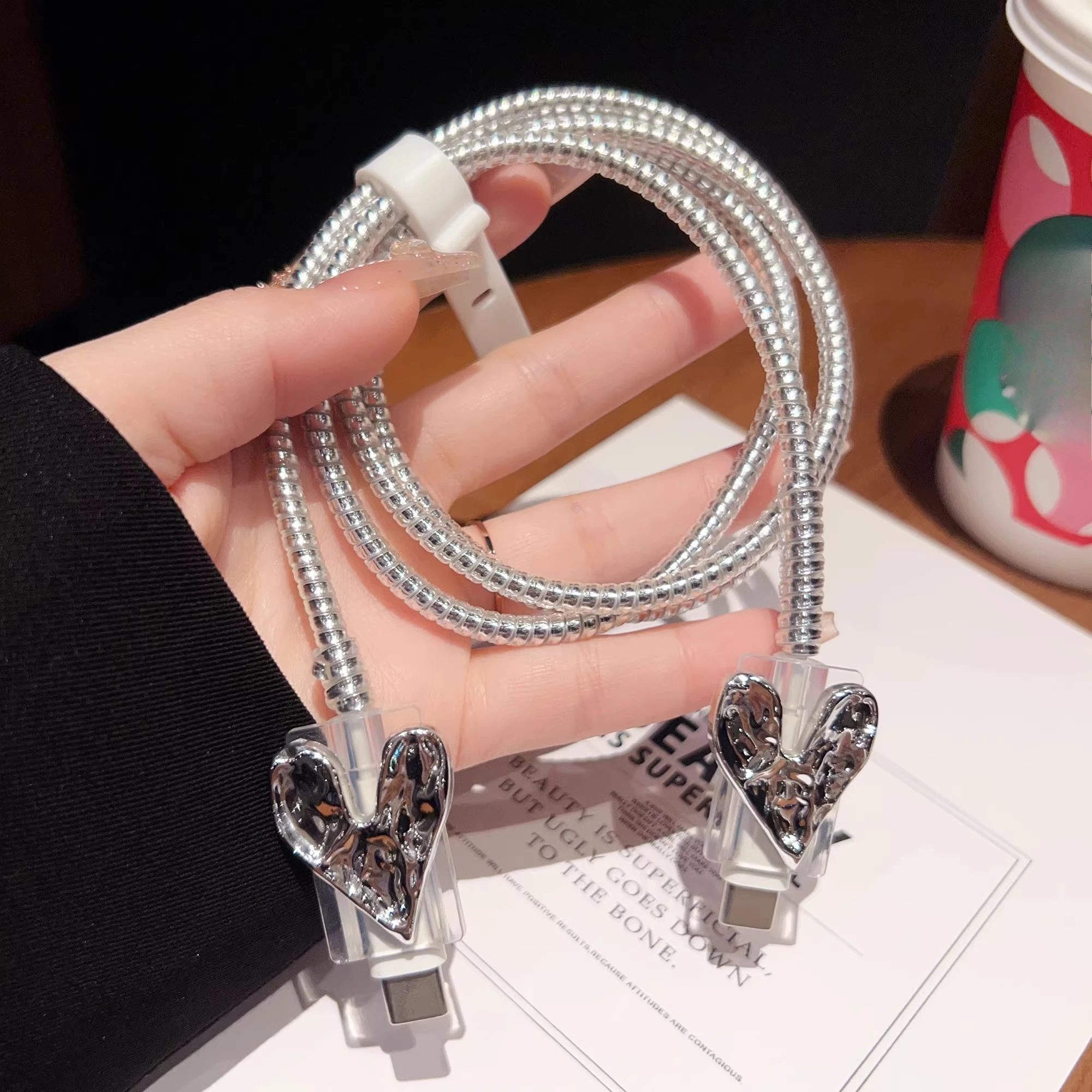 DIY Cartoon USB Spring Cable Winder Cable Protector Case for iPhone Samsung Xiaomi Huawei Universal Cable Protect Decoration