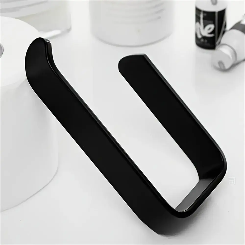 

5 PCS Plastic Toilet Paper Holder Self Adhesive Wall Mounted Toilet Paper Rack Black Without Punching Tissue Roll Dispenser