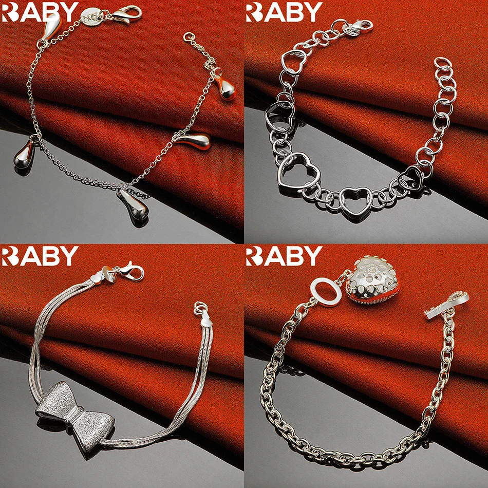 

URBABY 925 Sterling Silver Bracelet For Women Men Fashion Jewelry Charm Grace Noble Wedding Accessories