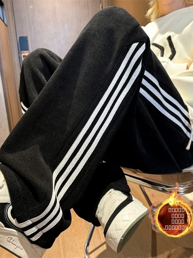 

Мужские утепленные вельветовые брюки American Style с флисовой подкладкой, прямые, свободные, широкие, зимние, повседневные, комфортные, длинные