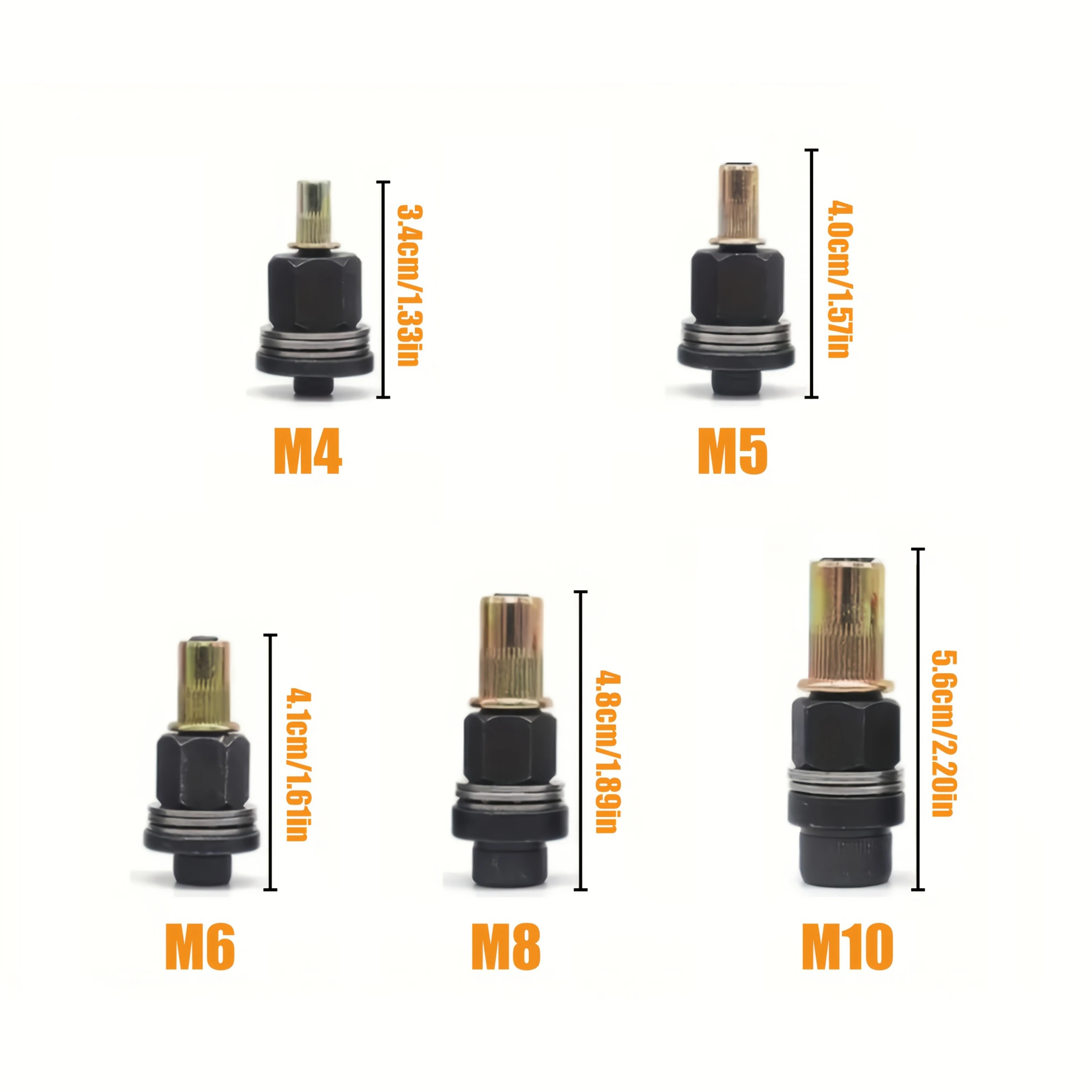 5pcs Manual Riveting Tool Set, Includes 5 Sizes M4~M10 Easy-to-Use Rivet Nuts, Rivet Gun Heads, Rivet Nut Installation Tools