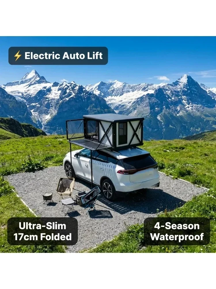Fabrikneues Aluminium-Offroad-Hartschalen-Dachzelt mit wasserdichtem elektrischem Hebesystem für 1-2 Personen zum Camping