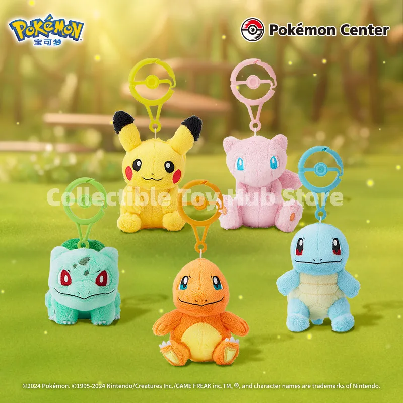 Оригинальный плюшевый брелок Pokemon Center с карабином-покеболом, мини-кукла Покемон, подвеска для рюкзака, мультяшная игрушка, подарок
