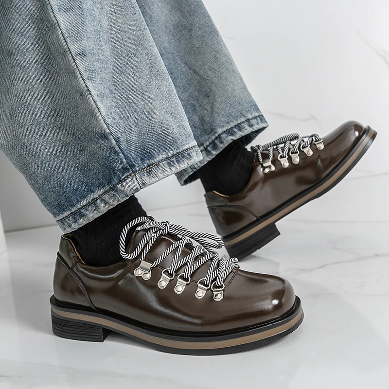 

Fashion Brand Men's Patent Leather Oxford Shoes British Style Men's Comfortable Lace Up Business Banquet Formal Leather Shoes