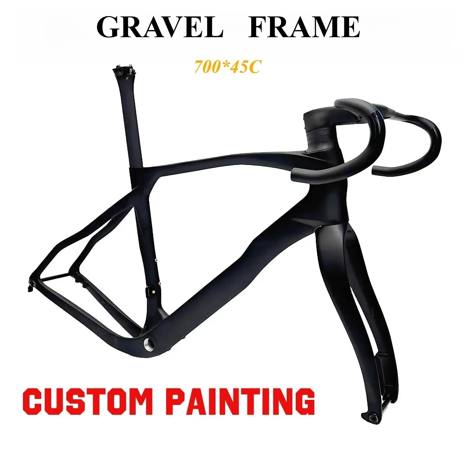 

Lightweight Gravel Bike Frame T1100 UD Carbon Fiber Disc Brake Fit 700x45c Tires Custom Color Available All-Road Cyclocross Bike
