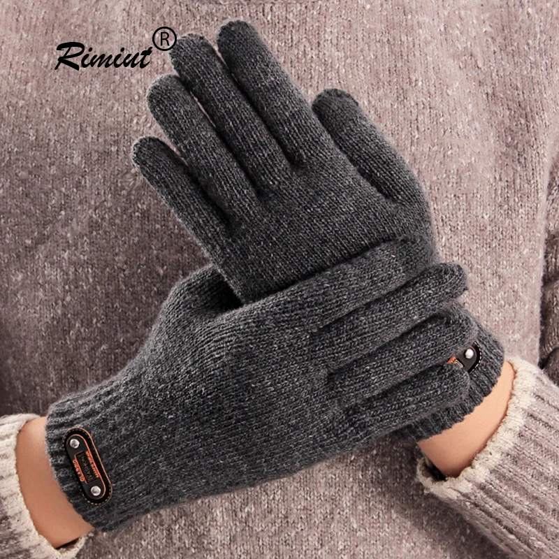 

Rimiut Knitted Winter Thick Gloves Touch Screen Autumn Winter Keep Warm Fashion Adult Work Glove Outdoor Riding Skiing Gloves