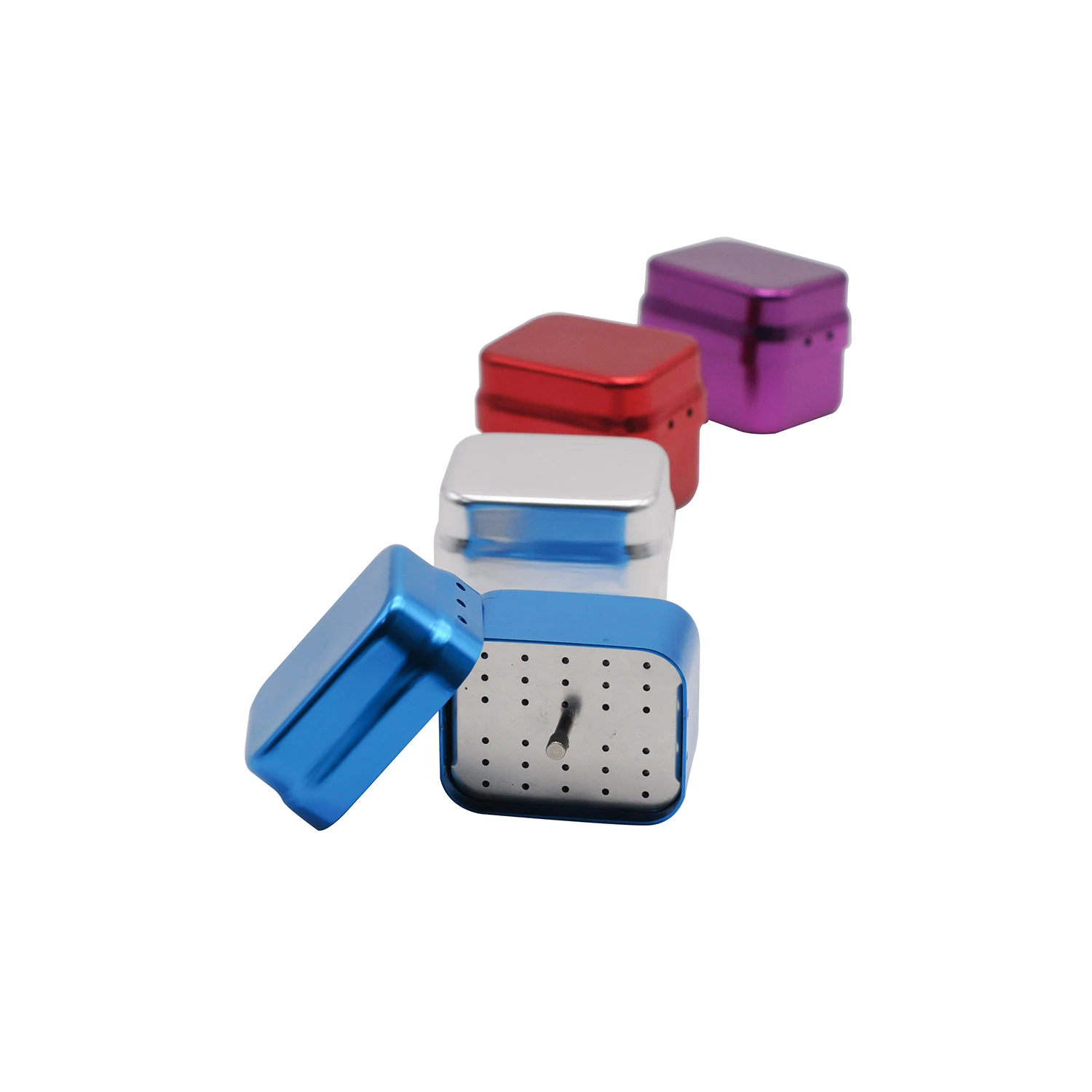 

1pc Dental Aluminum Disinfection Box Autoclave Sterilizer Case Burs Endo Files Holder 30 Holes For Burs Dentist Lab Instrument