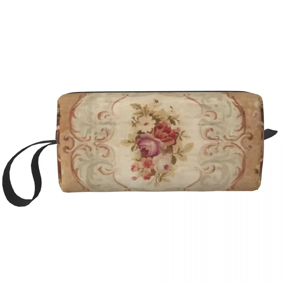 

Antique Rose Floral French Aubusson Rug Print Toiletry Bag Cute Carpet Makeup Cosmetic Organizer Beauty Storage Dopp Kit Box