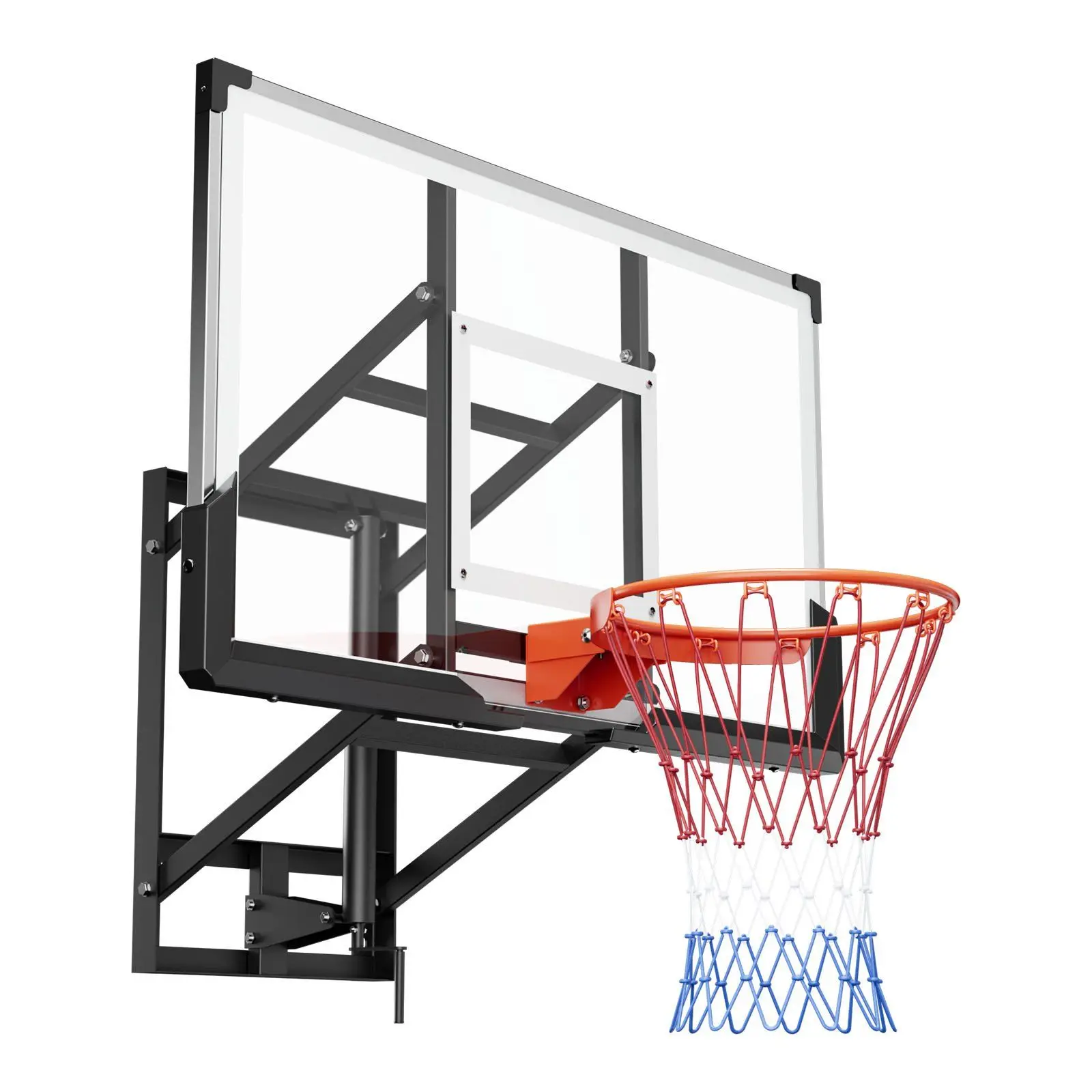 Wall Mount 54-inch PC Backboard Basketball Hoop Outdoor Hand-Crank Adjustment 0.11 Inch Thick Training Equipmentpromote sales