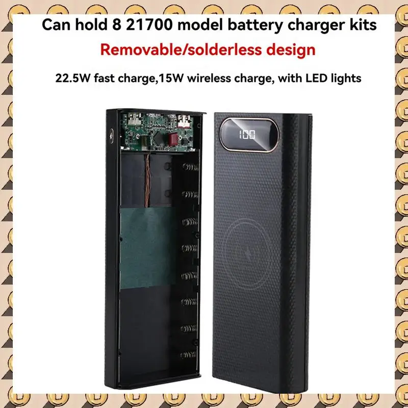 A003 Power Bank DIY Shell Case Battery Charger Box With Lighting Function 8X21700 Battery Shell Storage Organize 22.5W+15W