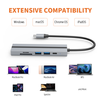6 in 1 USB Type C HUB to HDMI-compatible TF SD Reader PD 100W USB 3.0 Splitter For Lenovo Xiaomi MacBook Pro Dock Station
