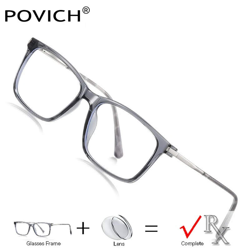 

Povich Men Prescription Glasses Square Eyewear Fashion Rectangle Anti Blue Ray Myopia Progressive Eyewear Optical Eyeglasses