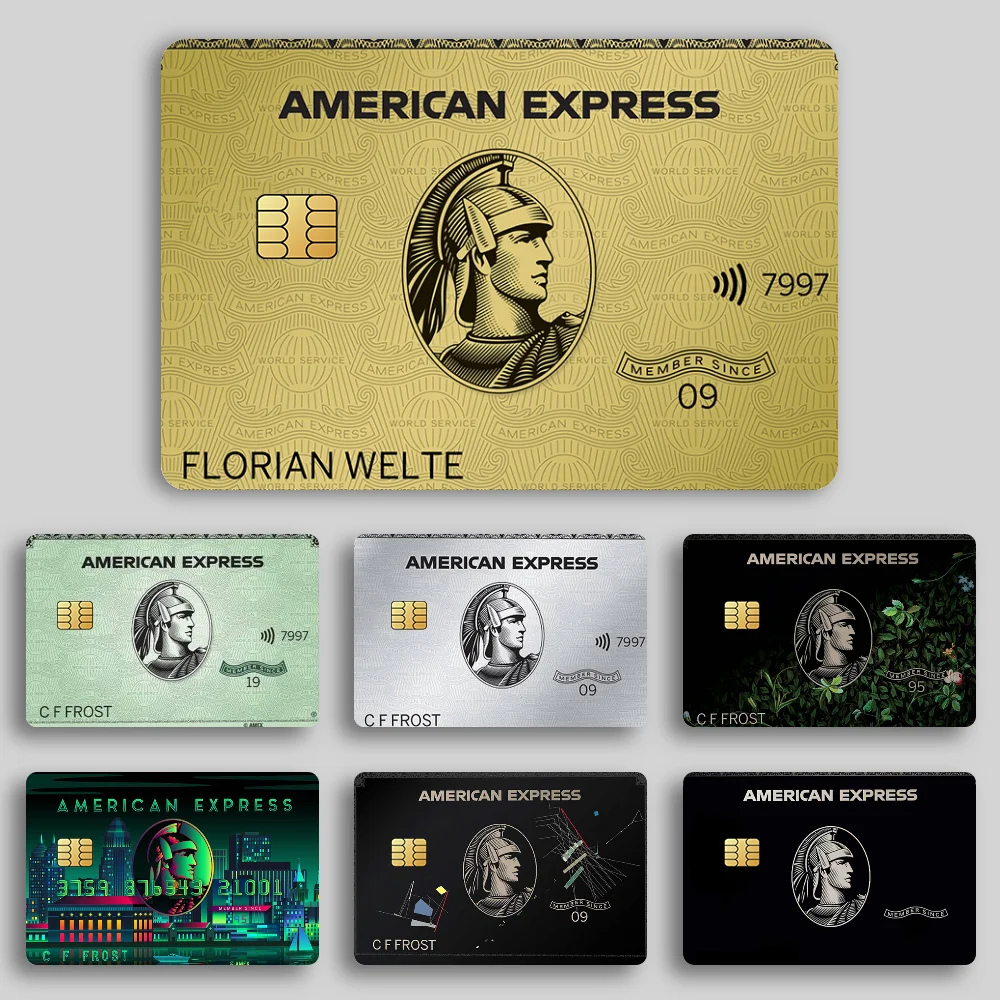 48Amex Black American E-Express Tarjetas de crédito bancarias Pegatinas de pase de autobús Decoración fresca Tarjeta impermeable de 4 piezas