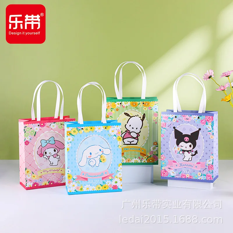 Kawaii Kuromi My Melody Cinnamoroll Romantic Flower Language Large Gift Bag Anime Sanrio Girl Heart Cute Creative Paper Bag