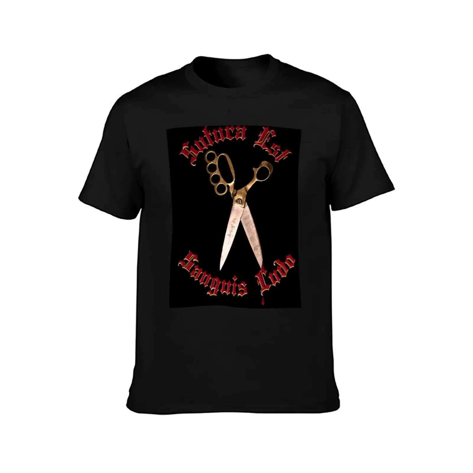 Sewing is a blood sport: knuckle scissors & latin T-Shirt, Summer Casual Cotton Tee, Oversized Streetwear Tops, Unisex Men Women