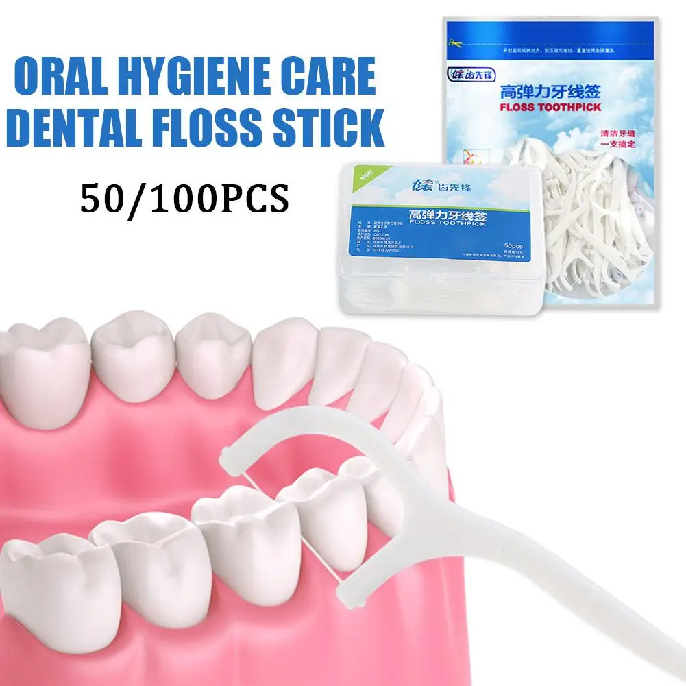 50/100 buah stik Floss gigi, sikat Interdental pembersih gigi, benang gigi pilih perawatan kebersihan mulut 1 tas benang gigi Ultra halus