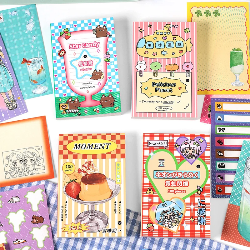 100 sztuk gwiazda cukierki materiał papierowa notatnik dekoracja Scrabooking DIY kolaż tło notatki papierowe Kawaii biurowe