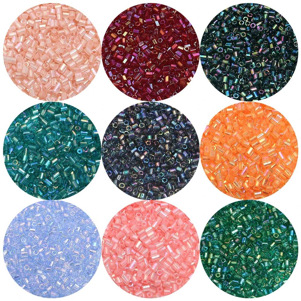 1100-5000Pcs 2mm Tube Shape Glass Loose Bead Small Seed Needle Beads for DIY Bracelet Necklace Jewelry Making Accessories